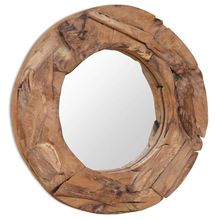 Miroir décoratif vidaxl autour de 60 cm de bois de teck