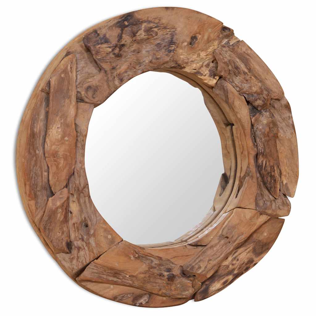 Miroir décoratif vidaxl autour de 60 cm de bois de teck