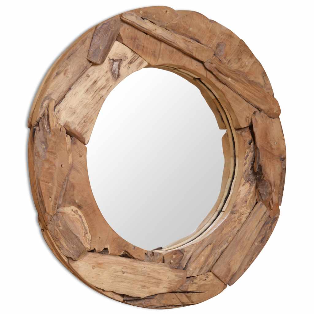 Miroir décoratif vidaxl autour de 80 cm de bois de teck