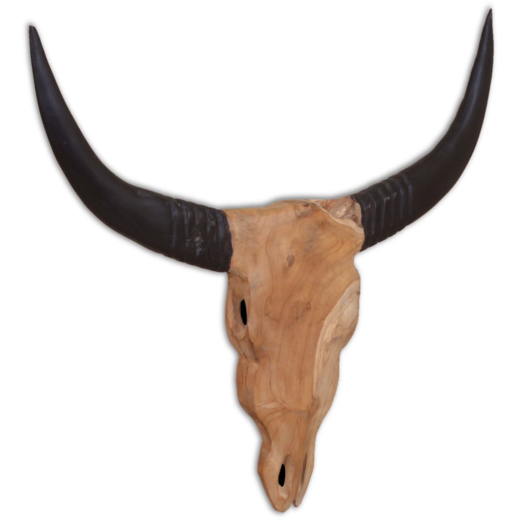 Mur de l'image de taureau Vidaxl - Bois en teck 69x6x60 cm 69x60 cm