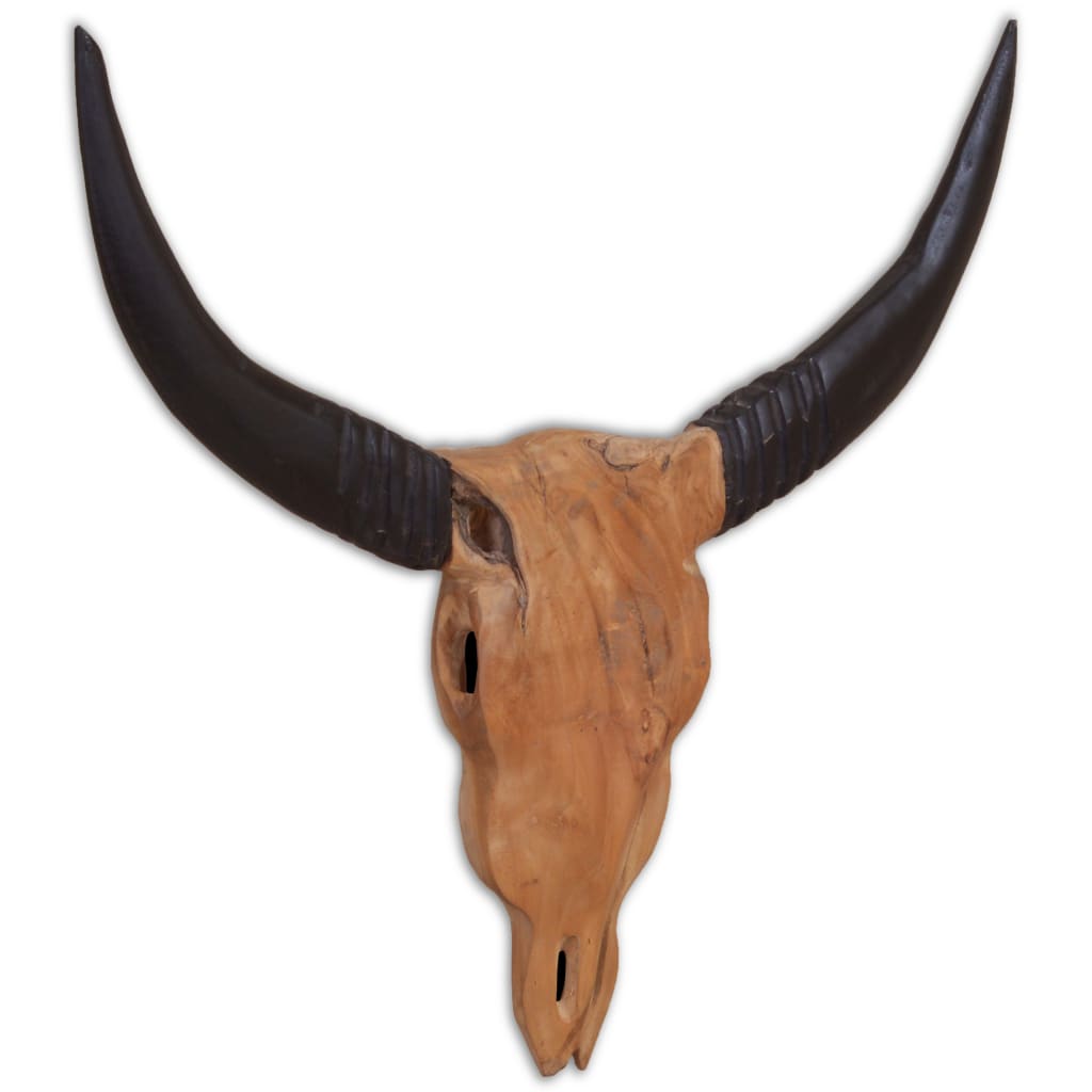 Mur de l'image de taureau Vidaxl - Bois en teck 69x6x60 cm 69x60 cm