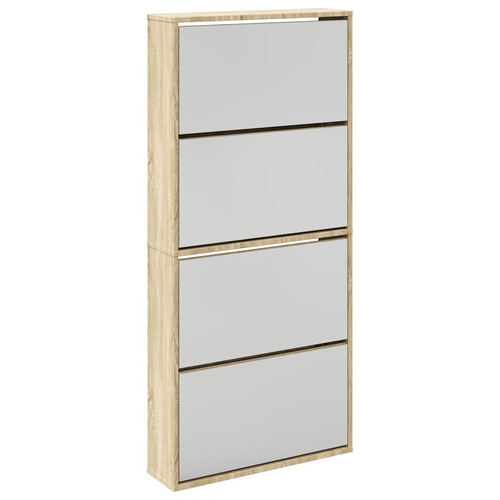 Armoire à chaussures Vidaxl avec 4 miroirs 63x17x134 cm chêne