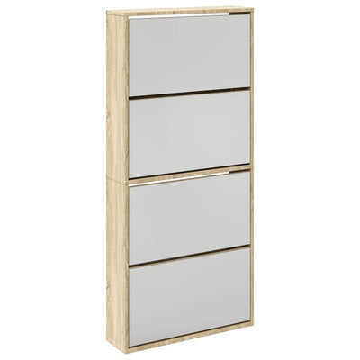 Armoire à chaussures Vidaxl avec 4 miroirs 63x17x134 cm chêne