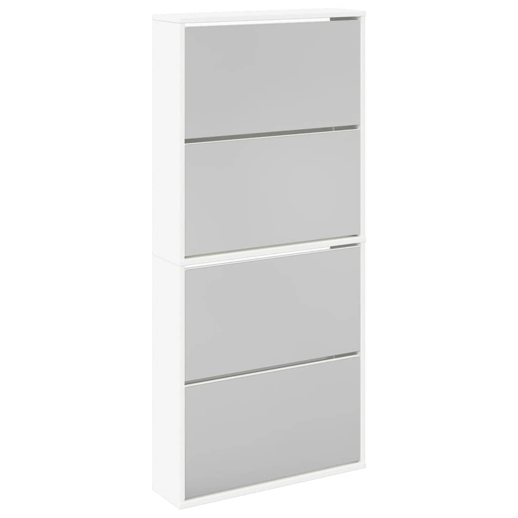 Armoire à chaussures Vidaxl avec 4 miroirs 63x17x134 cm blanc