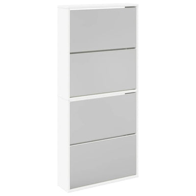 Armoire à chaussures Vidaxl avec 4 miroirs 63x17x134 cm blanc
