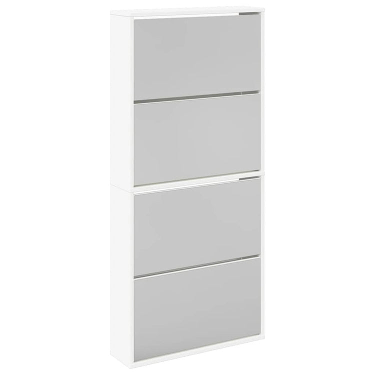 Armoire à chaussures Vidaxl avec 4 miroirs 63x17x134 cm blanc