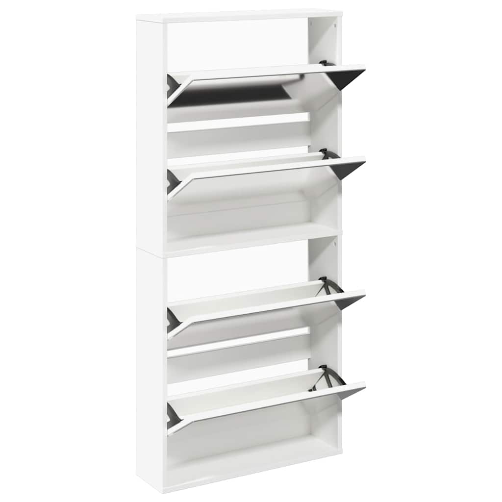 Armoire à chaussures Vidaxl avec 4 miroirs 63x17x134 cm blanc
