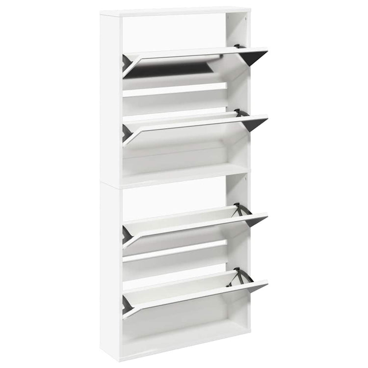 Armoire à chaussures Vidaxl avec 4 miroirs 63x17x134 cm blanc