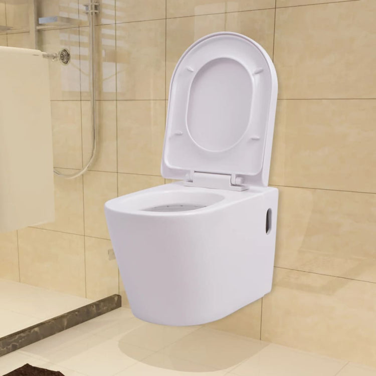 Vidaxl Toilet suspendu avec citerne cachée blanche en céramique
