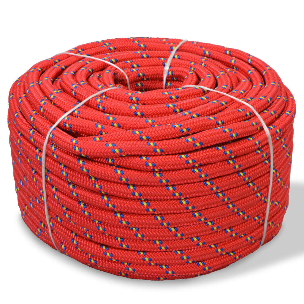 Corde à démarrage Vidaxl 10 mm 50 m de polypropylène rouge