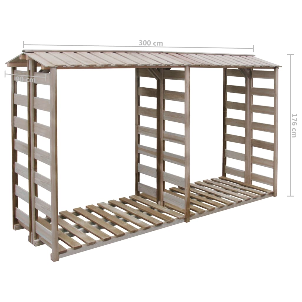 Stockage de bois de chauffage Vidaxl 300x90x176 cm Pine imprégnée