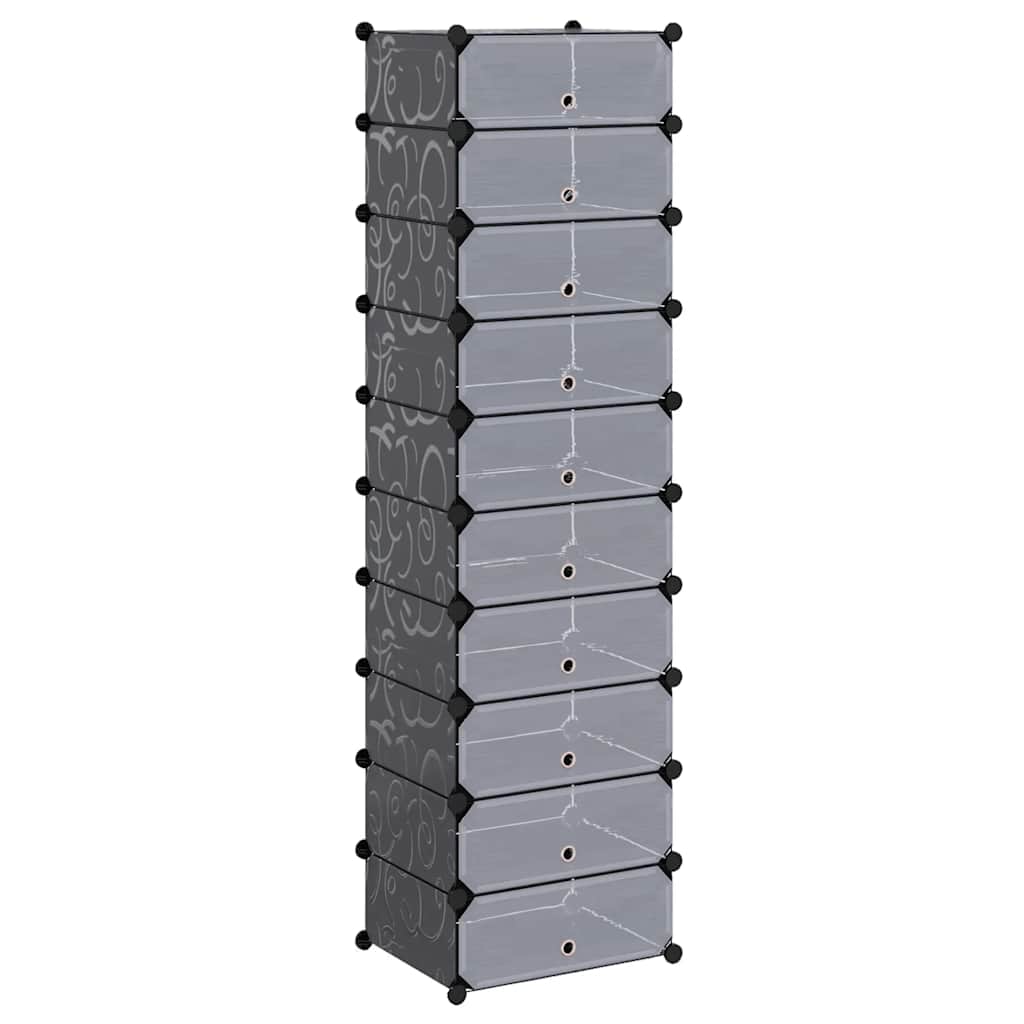 Armoire à chaussures vidaxl avec 10 compartiments effondrés noirs