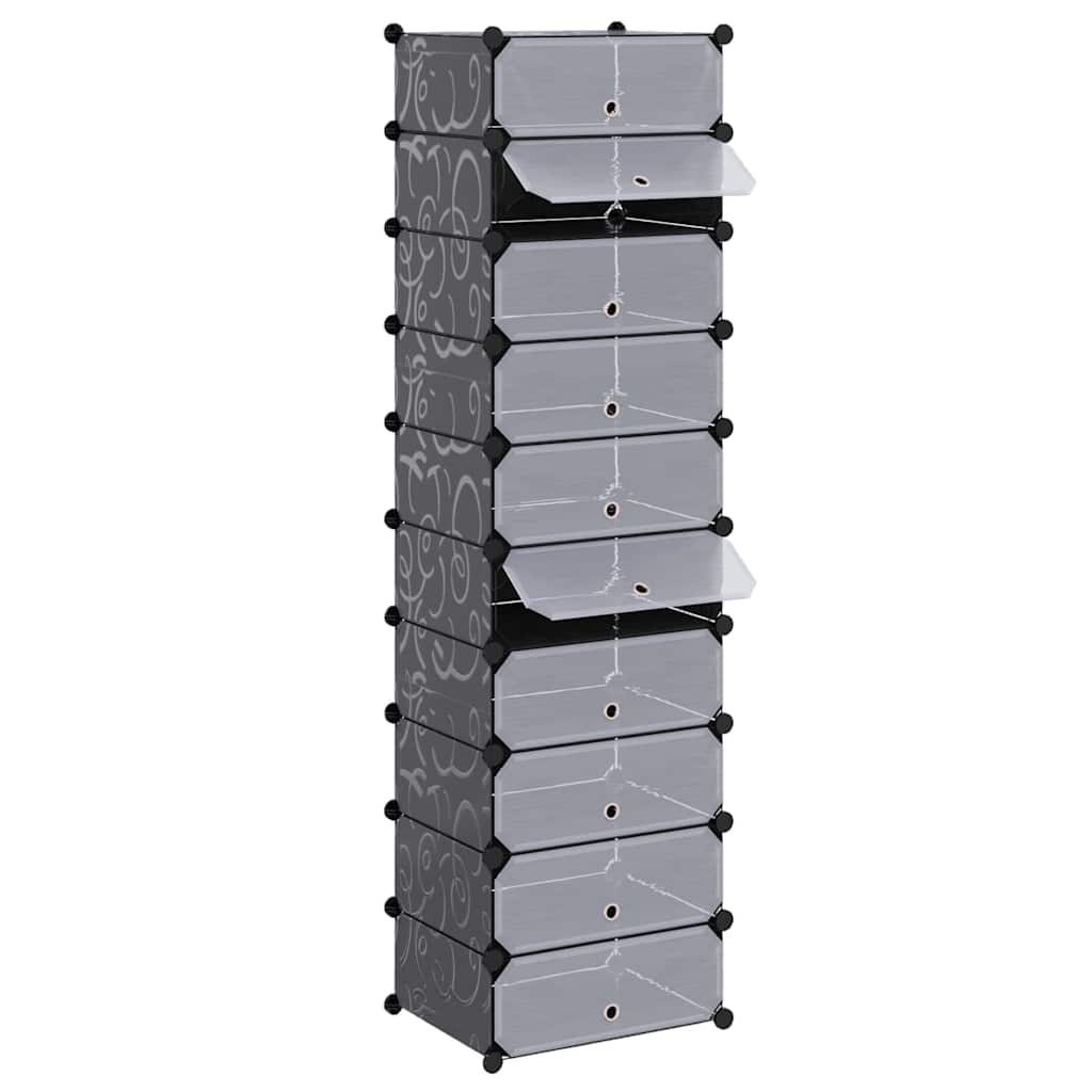 Armoire à chaussures vidaxl avec 10 compartiments effondrés noirs