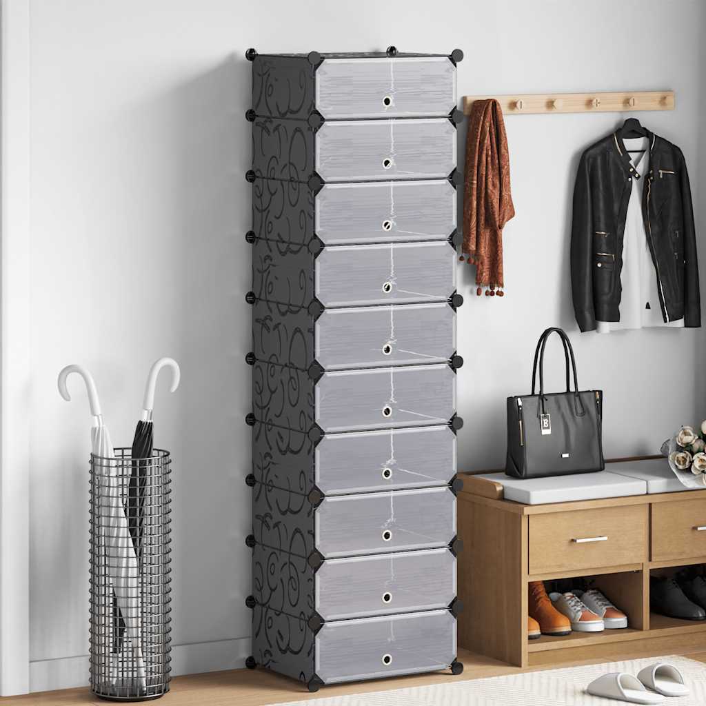 Armoire à chaussures vidaxl avec 10 compartiments effondrés noirs