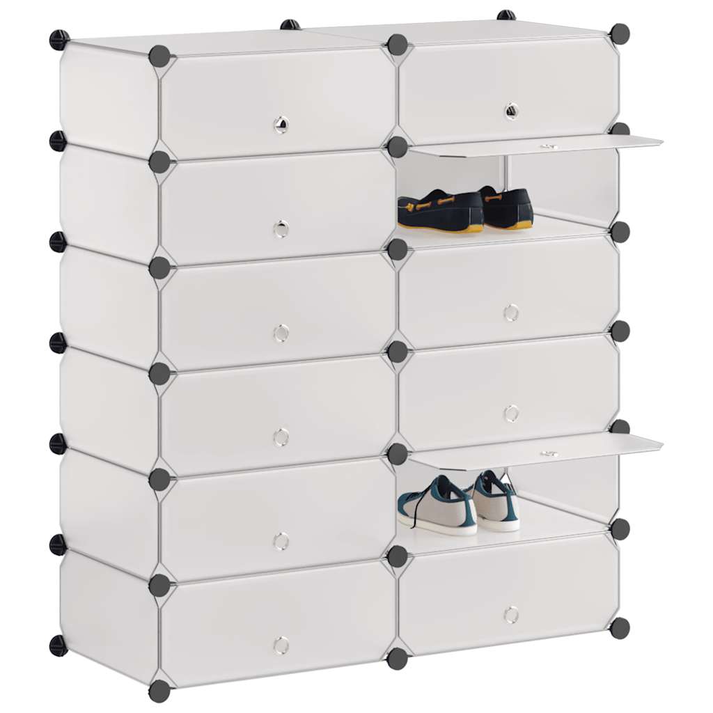 Armoire à chaussures vidaxl avec 12 compartiments en boucles blancs blancs