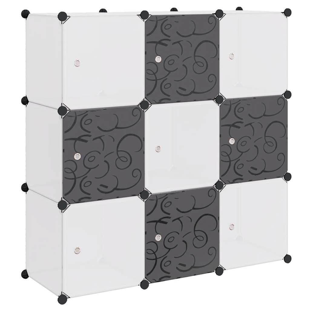 Meubles de stockage Vidaxl avec 9 compartiments en noir et blanc