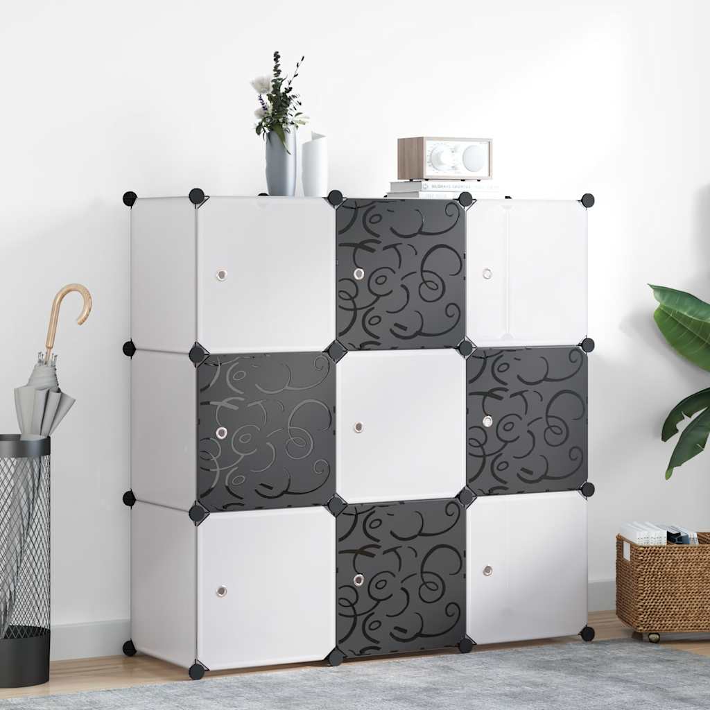 Meubles de stockage Vidaxl avec 9 compartiments en noir et blanc