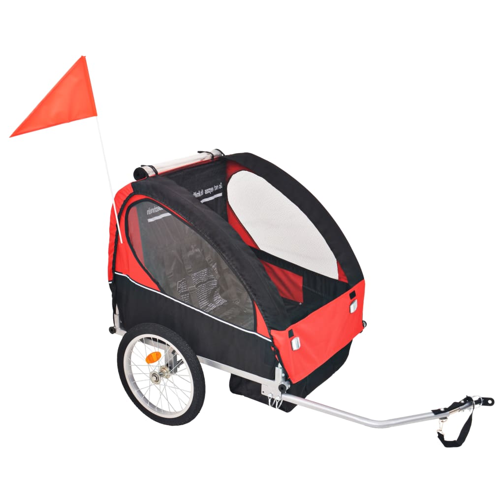 Vidaxl Bicycle Trailer 30 kg noir et rouge
