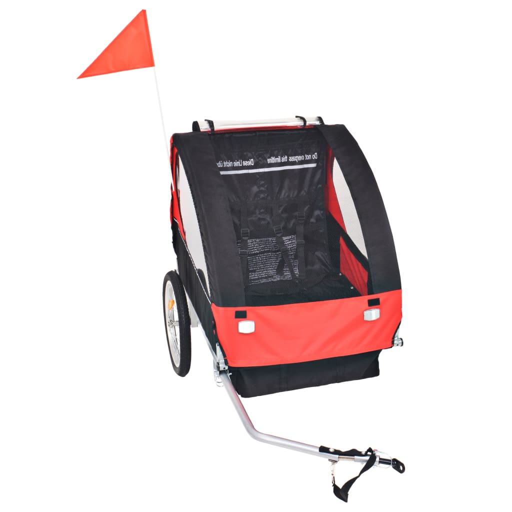 Vidaxl Bicycle Trailer 30 kg noir et rouge
