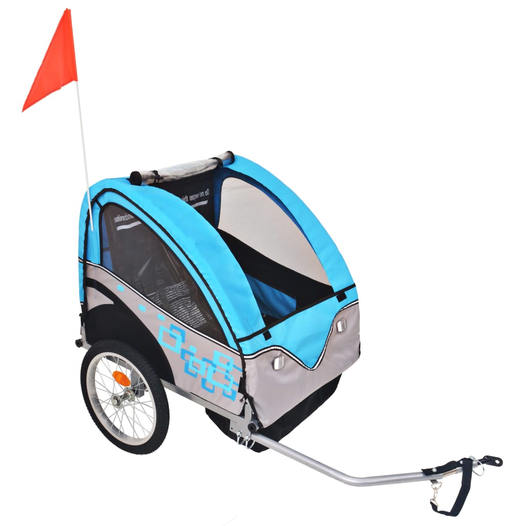 Vidaxl Bicycle Trailer 30 kg gris et bleu