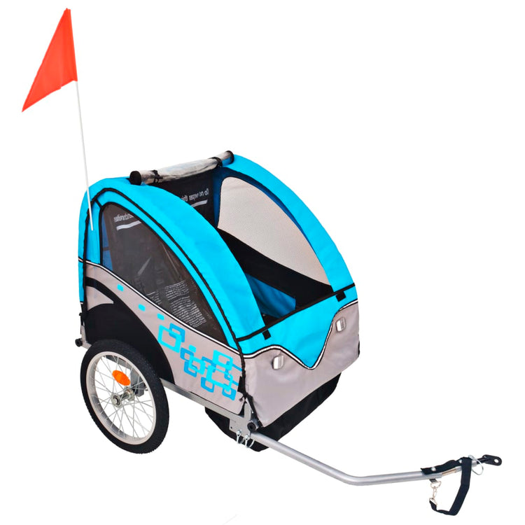 Vidaxl Bicycle Trailer 30 kg gris et bleu
