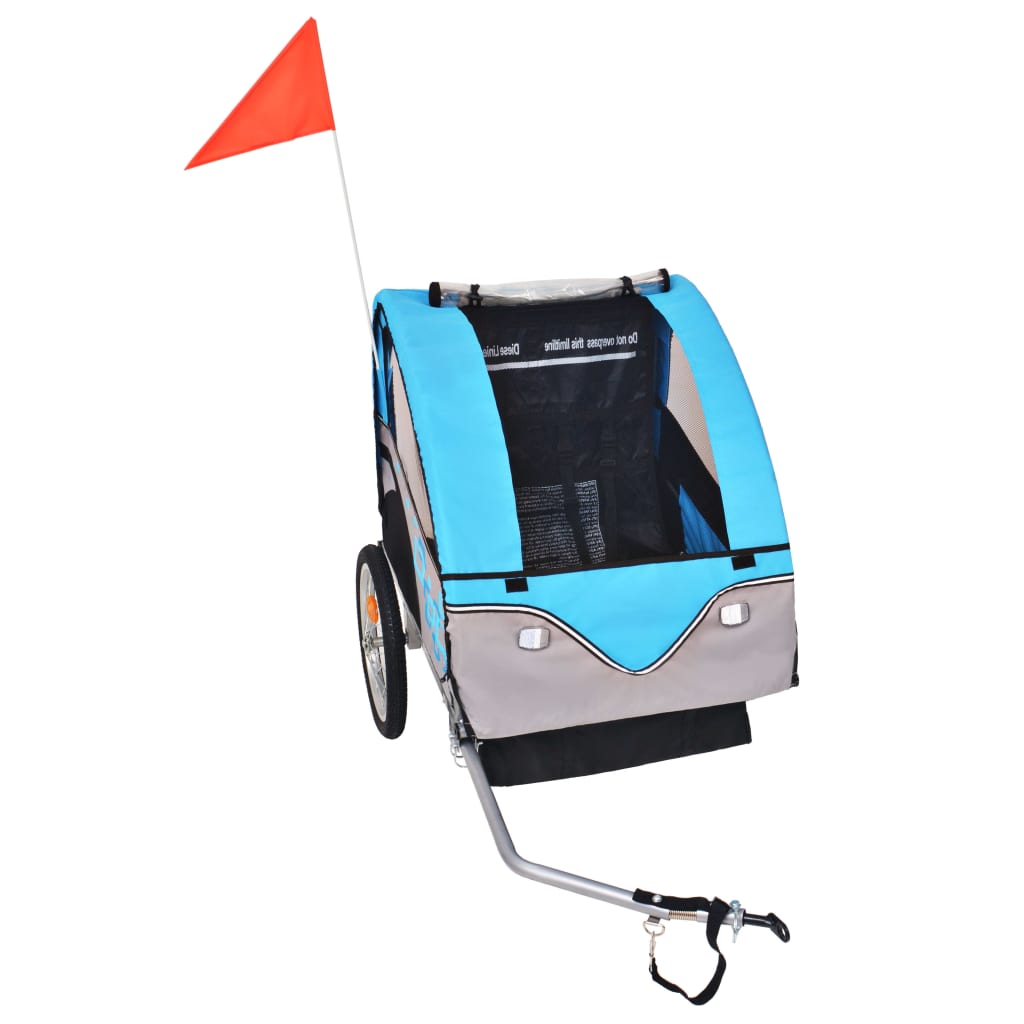 Vidaxl Bicycle Trailer 30 kg gris et bleu