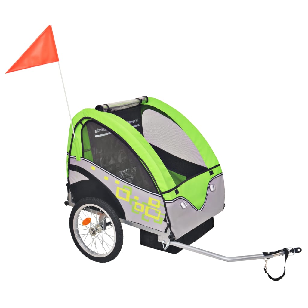 Vidaxl Bicycle Trailer 30 kg gris et vert