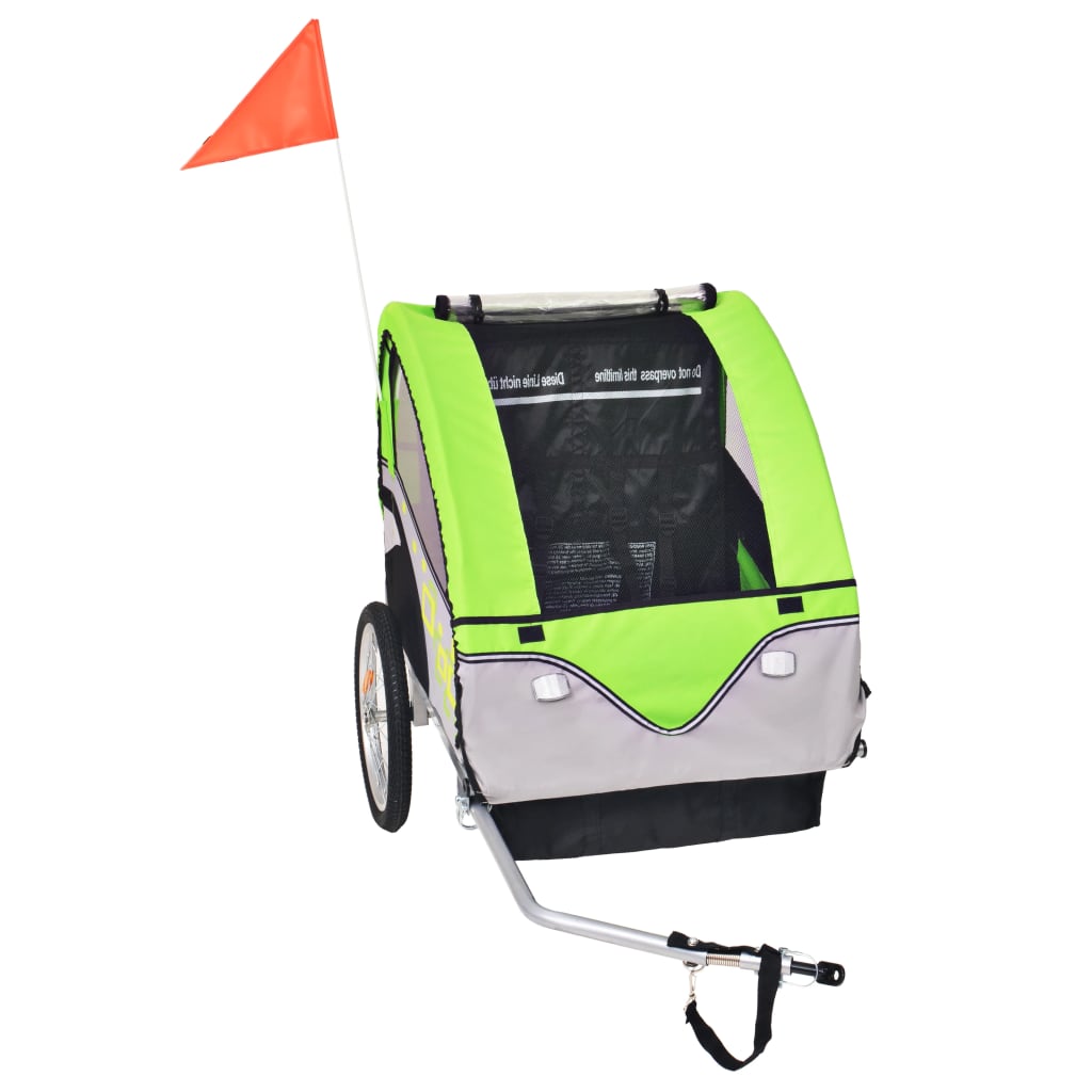 Vidaxl Bicycle Trailer 30 kg gris et vert