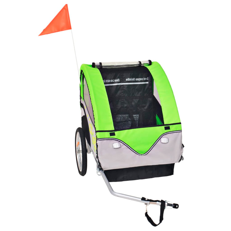 Vidaxl Bicycle Trailer 30 kg gris et vert