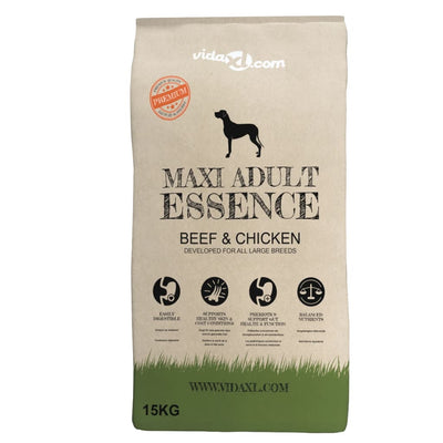 Vidaxl Premium Dog Aliments sec maxi adulte Essence Beef poulet 15 kg
