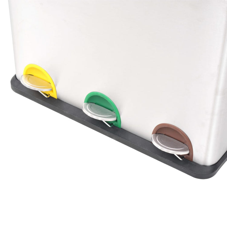 Vidaxl Pendal Bin pour recycler 54 L en acier inoxydable