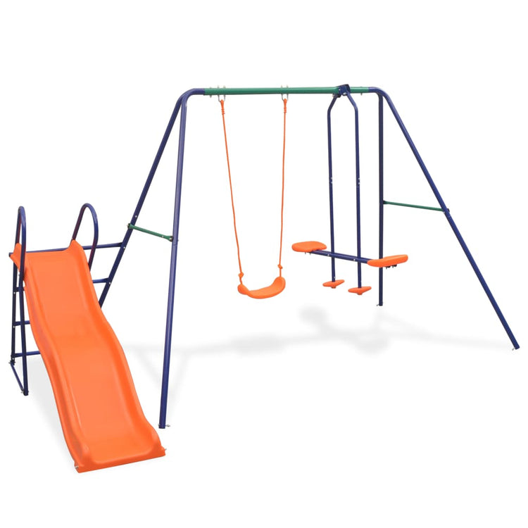 Vidaxl Swings Ensemble avec toboggan et 3 sièges orange
