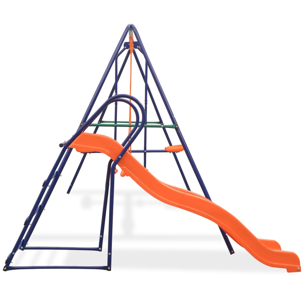 Vidaxl Swings Ensemble avec toboggan et 3 sièges orange