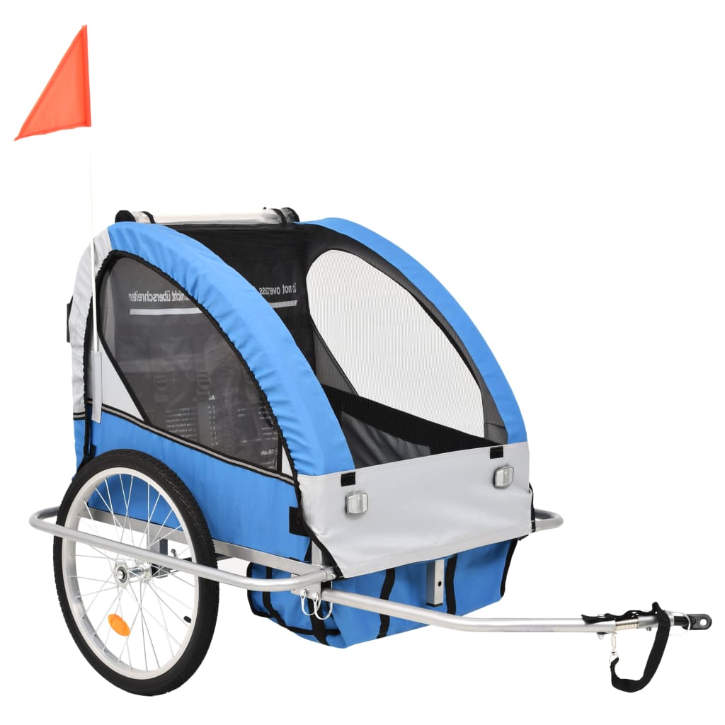 Vidaxl Bicycle Trailer et Pram 2-en-1 bleu et gris