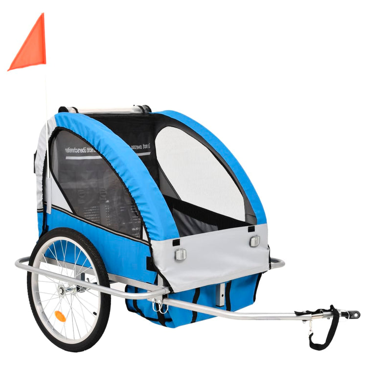 Vidaxl Bicycle Trailer et Pram 2-en-1 bleu et gris