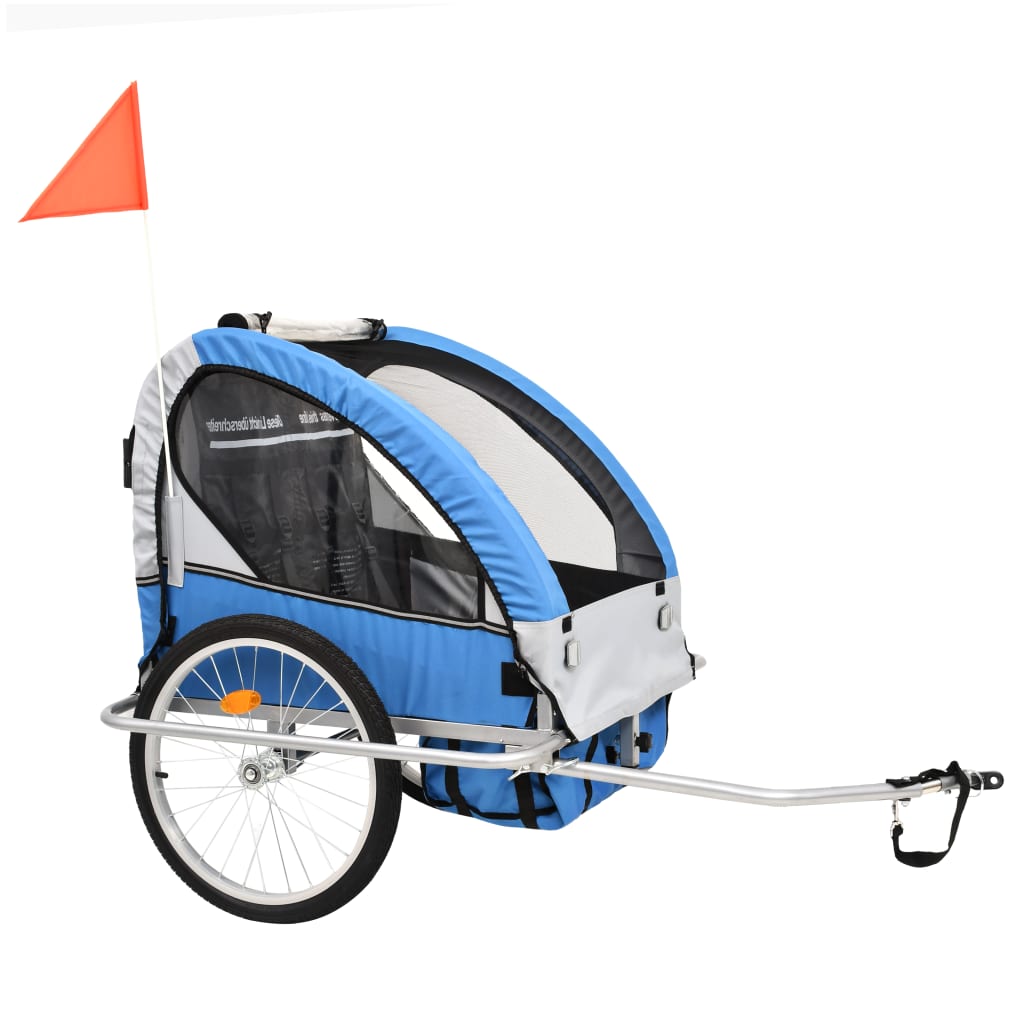 Vidaxl Bicycle Trailer et Pram 2-en-1 bleu et gris