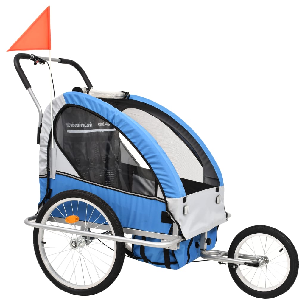 Vidaxl Bicycle Trailer et Pram 2-en-1 bleu et gris