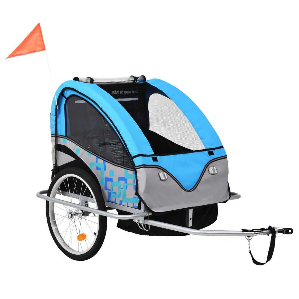 Vidaxl Bicycle Trailer et Pram 2-en-1 bleu et gris