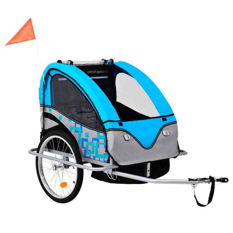 Vidaxl Bicycle Trailer et Pram 2-en-1 bleu et gris