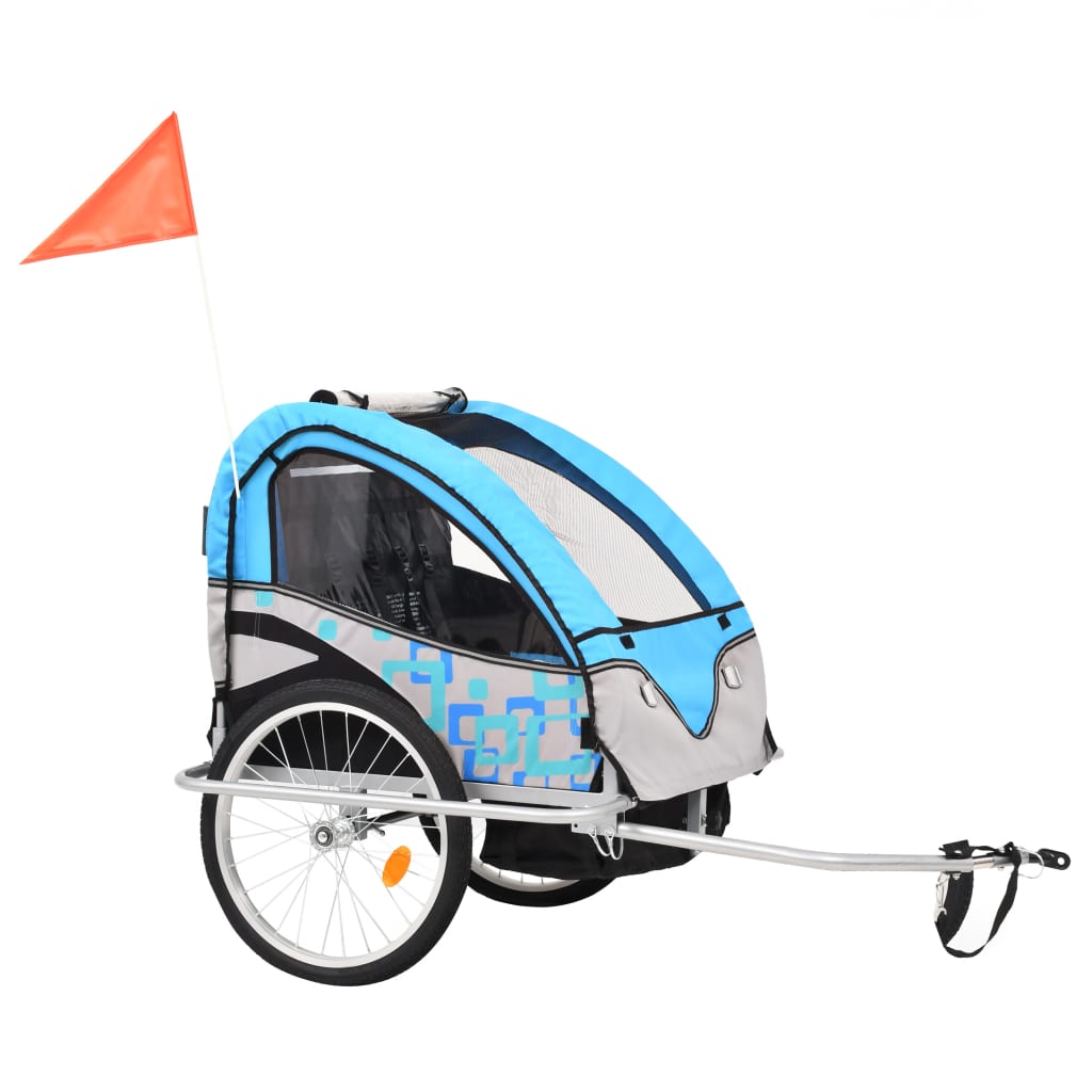 Vidaxl Bicycle Trailer et Pram 2-en-1 bleu et gris