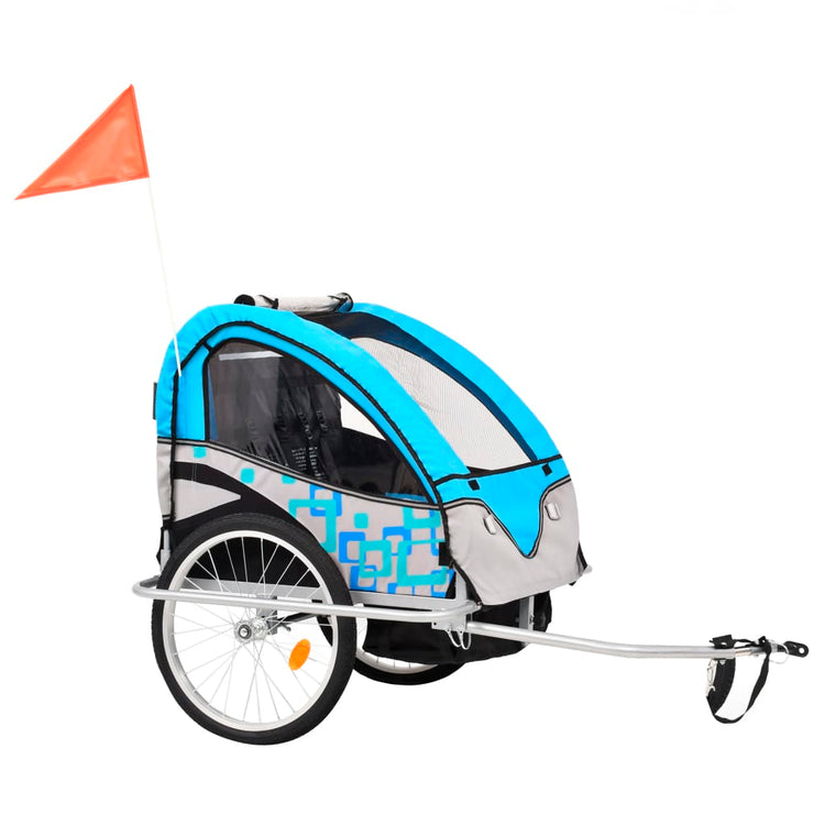 Vidaxl Bicycle Trailer et Pram 2-en-1 bleu et gris