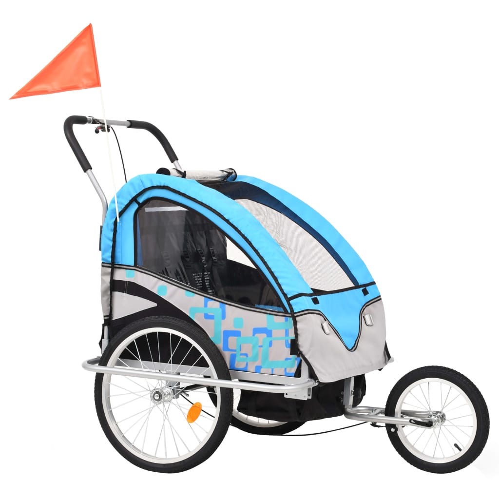 Vidaxl Bicycle Trailer et Pram 2-en-1 bleu et gris