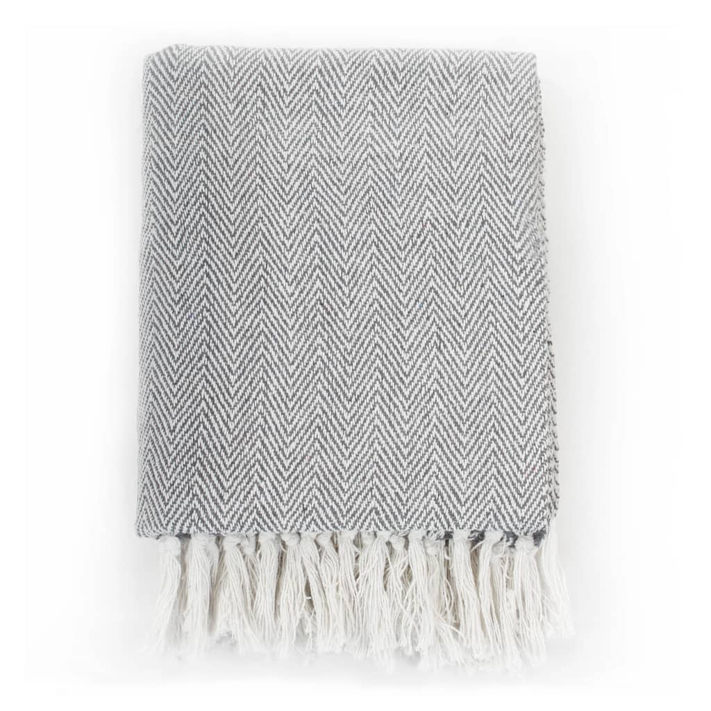 Vidaxl Plaid Herringbone 125x150 cm Coton Gray