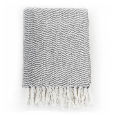 Vidaxl Plaid Herringbone 125x150 cm Coton Gray