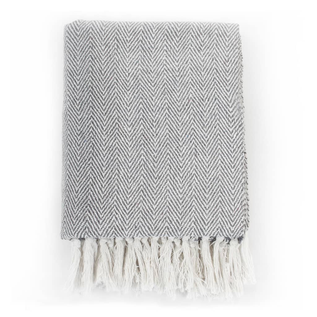 Vidaxl Plaid Herringbone 160x210 cm Coton Gray