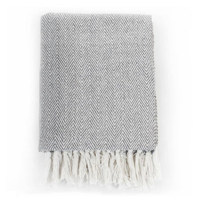 Vidaxl Plaid Herringbone 160x210 cm Coton Gray