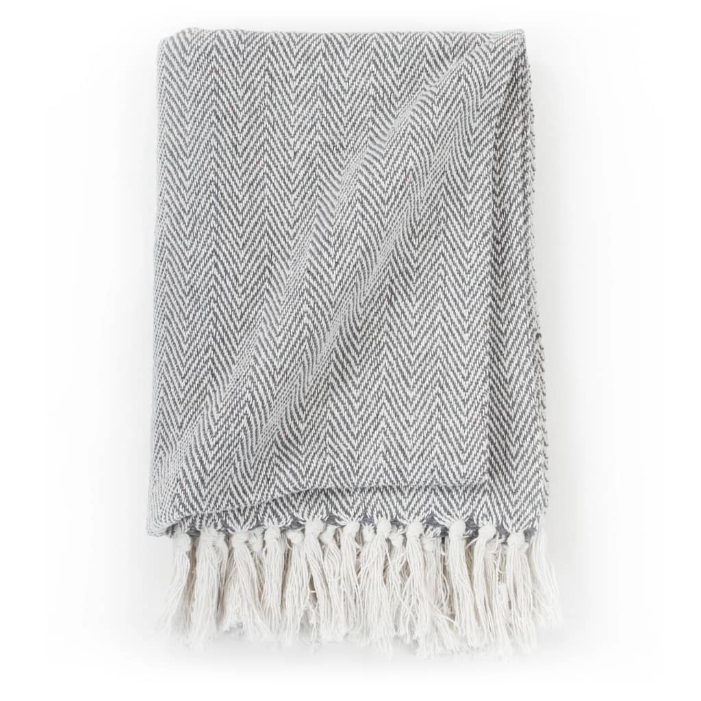 Vidaxl Plaid Herringbone 220x250 cm Coton Gray