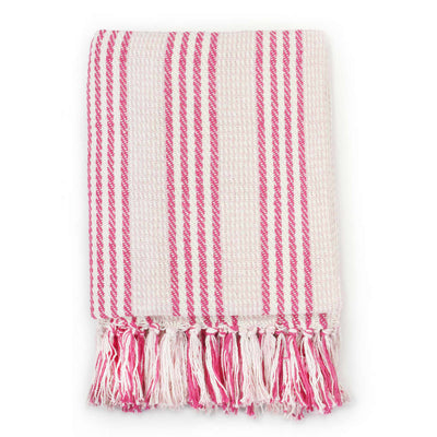 Vidaxl Plaid Stripes 125x150 cm Coton rose et blanc