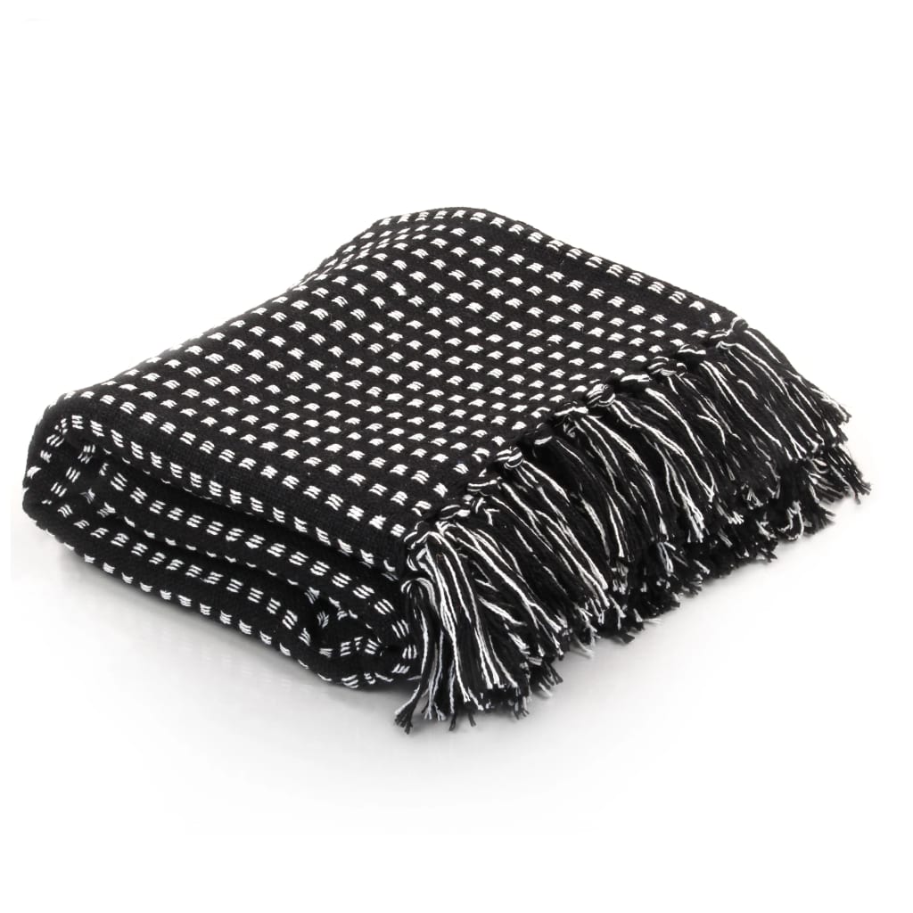 Carrés à plaid vidaxl 220x250 cm de coton noir