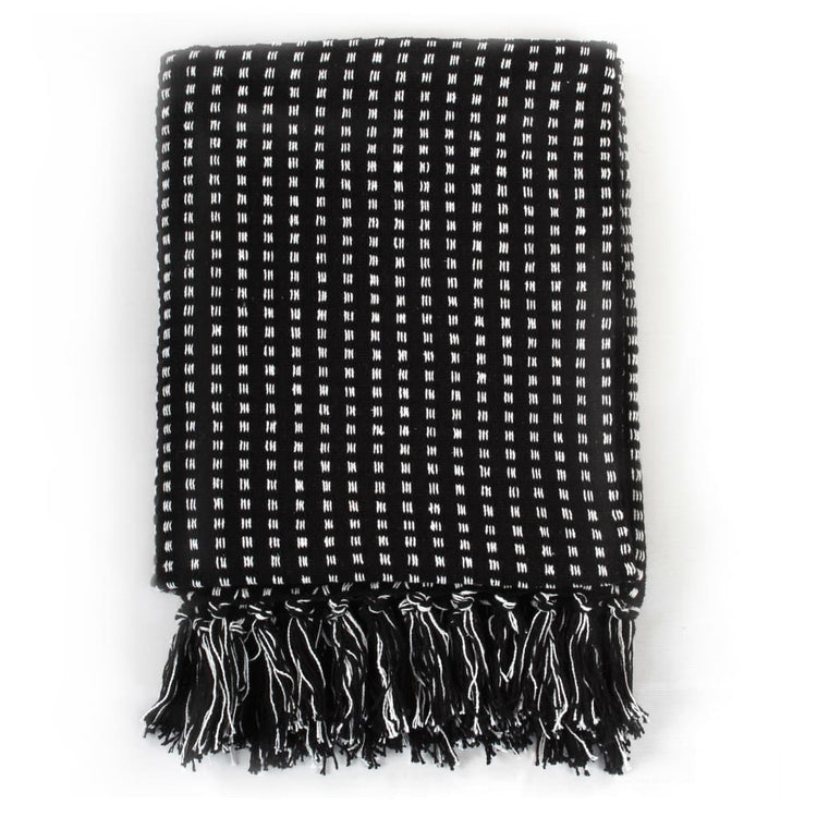 Carrés à plaid vidaxl 220x250 cm de coton noir
